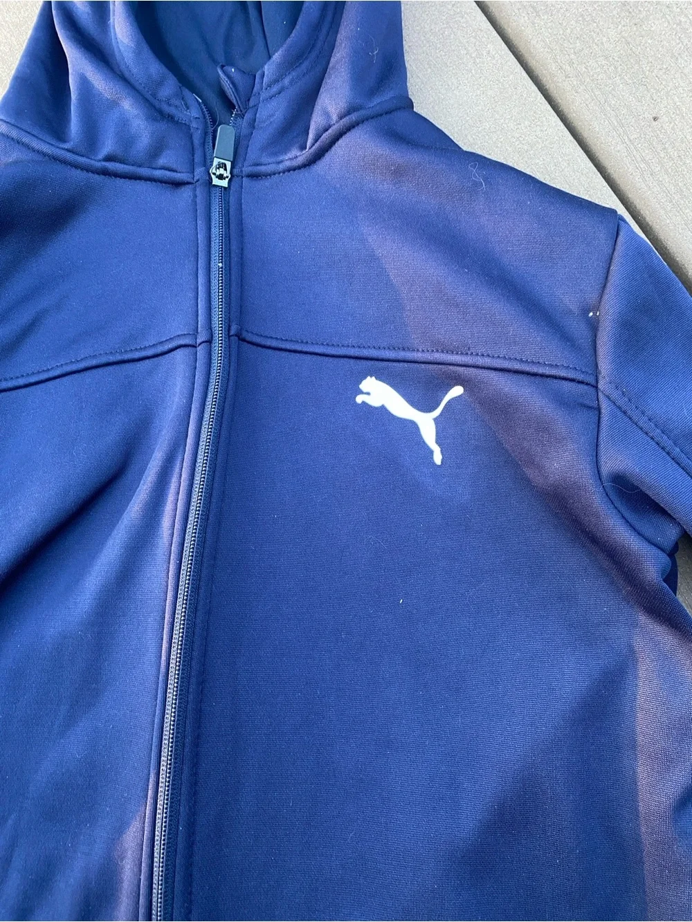 Puma Kids Navy Blue Full-Zip Hoodie Jacket